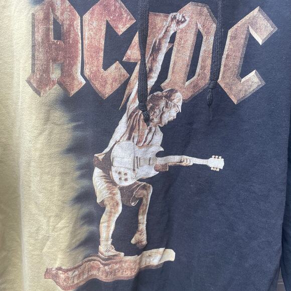 AC/DC Two Tone Hooded Sweatshirt W/Picture of Angus Playing Song Stiff Upper Lip - Picture 4 of 8